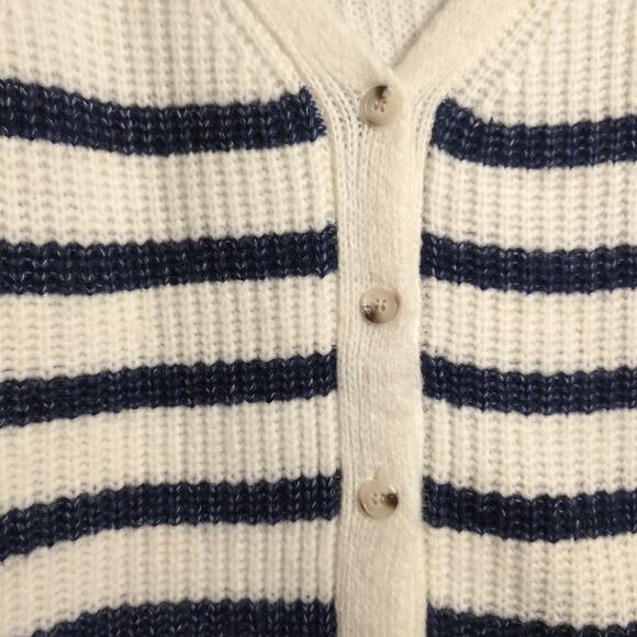 Marea Blue and White Striped V-Neck Cardigan Size S - Picture 3 of 9